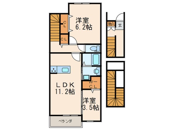 レガリア陣原　Ａ棟の物件間取画像